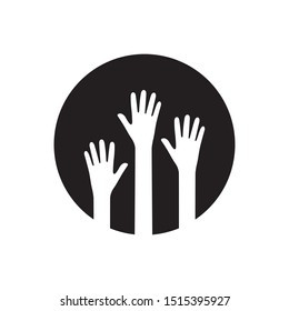 hands raised circle isolated on white background
