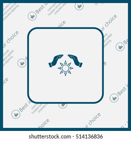 hands raised over the sun. vector illustration.