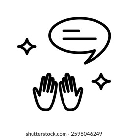 Hands Raised in Prayer with prayer text bubbles
