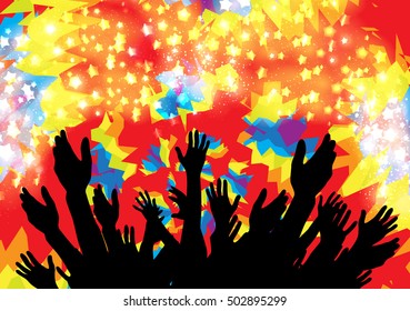Hands Raised Up -  Symbol of Freedom the Choice, Fun. Vector Illustration. EPS10