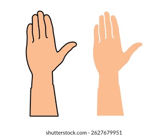 Hands raised up. Raised helping hands. Human hand vector. People vote by hand sign.