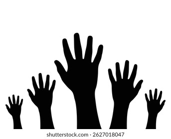 Mãos erguidas. Levantado ajudando mãos. ilustração inter-racial vetor