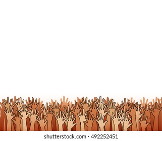 Hands raised upwards volunteering or voting