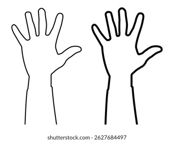 Las manos levantaron el Vector. Ilustración de icono de línea de Vector de mano. Las Personas votan a mano. Levantó manos de ayuda. 
