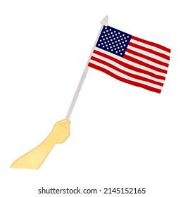Hands raising the American flag