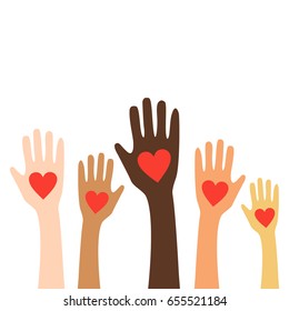 hands raising love with heart