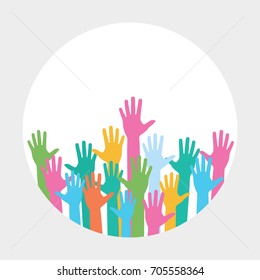 hands raising love with heart