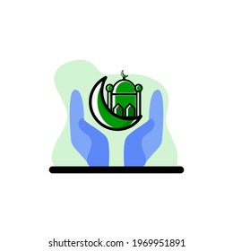 Hands Ramadan Mosque Vector Conceptual Icon Design Illustration eps10