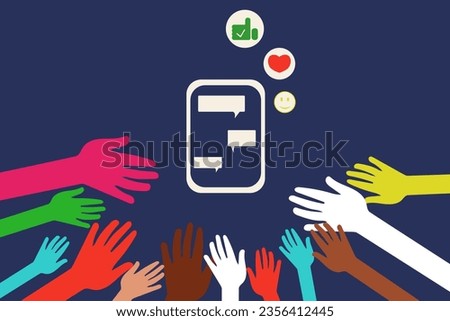 Hands reach for correspondence. Everyone has their own opinion. Debate. Freedom of speech. Reaction to dialogue.