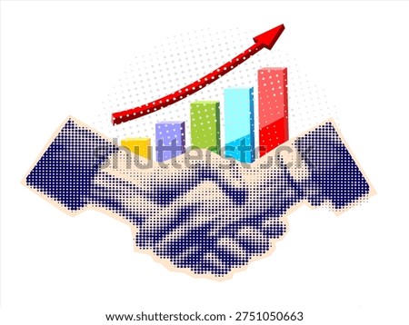 Hands reach out to each other. Handshake. Halftone retro hands. Paper cutout elements. Trendy vintage newspaper parts. Shaking hands. Make a deal. Successful agreement	