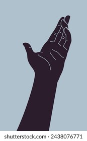 Hands reaches out. Hand gesture of help. Give me your hand. Vector illustratio