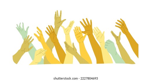 Hands Reaching for Food as World Hunger Problem Vector Illustration