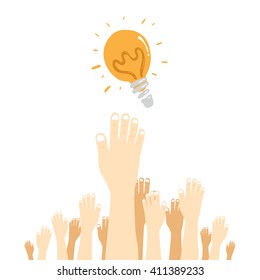 hands reaching idea.Vector Illustration