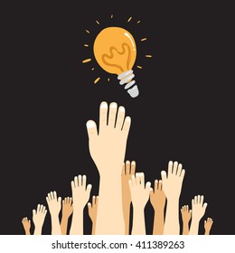 hands reaching idea.Vector Illustration