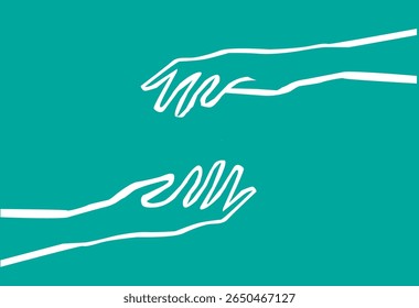 Hands reaching out to another. Editable Clip Art.