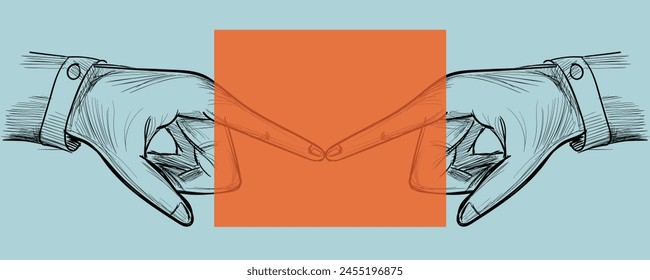Las manos se acercan unas a otras. Concepto de relación humana, unión o asociación. Ilustración vectorial 3D. Diseño para Anuncio, flyer, póster, portada o folleto.