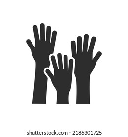 Hands Reaching Up, Icon. Monochrome Black And White Symbol. Vector Illustration