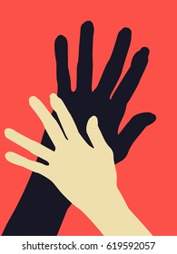 Hands reaching up, vector illustration