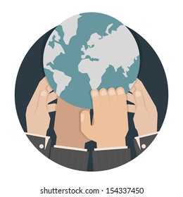Hands reaching for the world , eps10 vector format