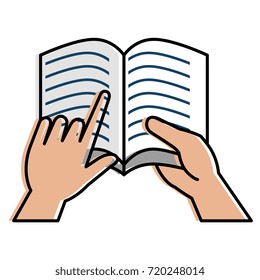 hands reader with text book school icon