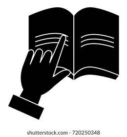 hands reader with text book school icon