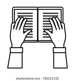 hands reader with text book school icon