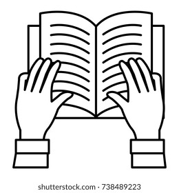 hands reader with text book school icon