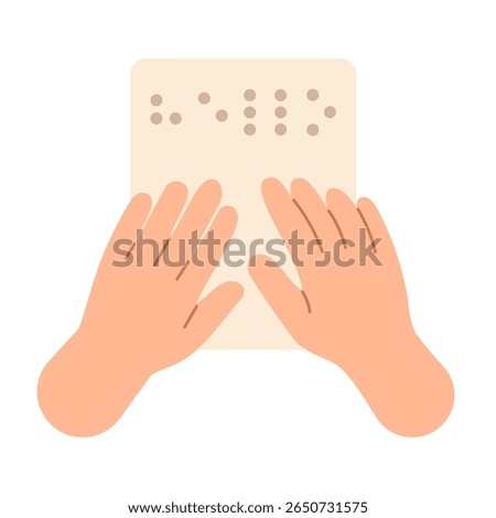Hands reading Braille on tactile paper. Accessibility and inclusion concept for visually impaired education and literacy.