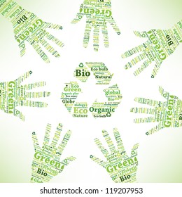 Hands with recycle bin sign