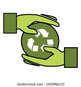 hands recycle eco friendly environment vector illustration