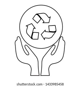 hands recycle symbol eco friendly environment vector illustration