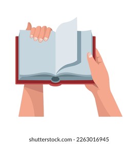 hands with red book icon