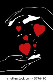 hands and red hearts