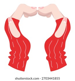 Hands with Red Knit Sleeves Making a Heart Shape Illustration