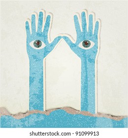 Hands. Retro poster