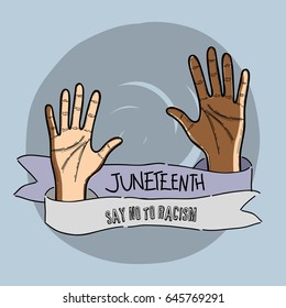 hands up with ribbon massage to juneteenth celebrate