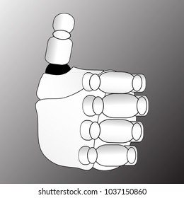 hands of a robot brush on a gray background