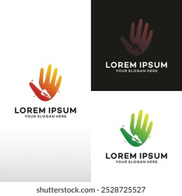 hands rocket logo Icon design template illustration