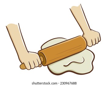 Hands rolling dough