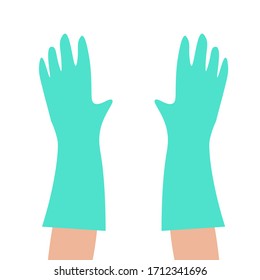 Manos en guantes de goma sobre fondo aislado