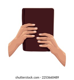 hands with sacred book icon