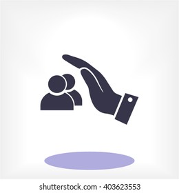 in the hands of the safe people icon, vector . 10 EPS