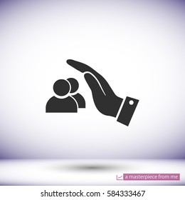 in the hands of the safe people icon, vector . 10 EPS