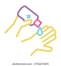 hands sanitizer, bottle of desinfectant, line style icon vector illustration design