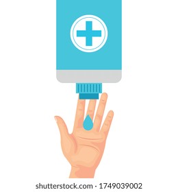 Botella y diseño manual de desinfectantes limpios antibacterianos e higiénicos Ilustración vectorial