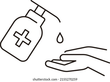 Hands sanitizer icon, vector hand sanitizer symbol or alcohol bottle for hygiene