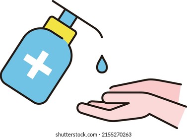 Hands sanitizer icon, vector hand sanitizer symbol or alcohol bottle for hygiene