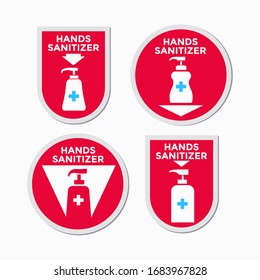 Hands sanitizer sign sticker set vector