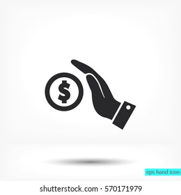 in the hands of the Save money icon, vector . 10 EPS