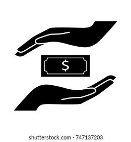  hands saving money vector  icon 
